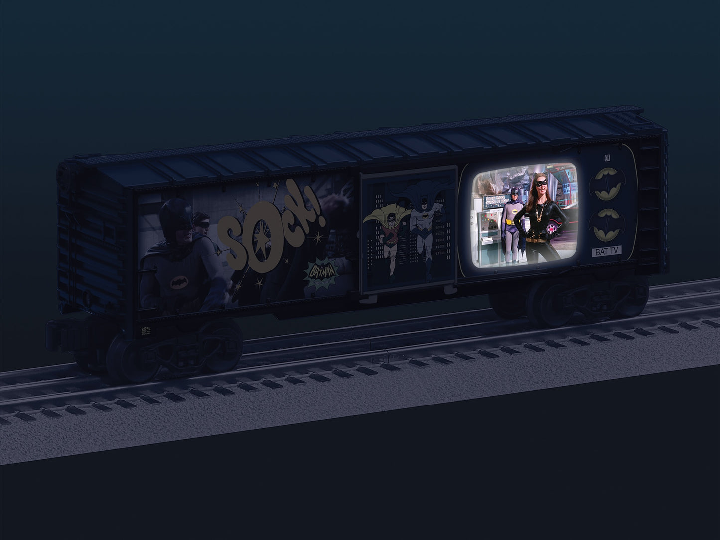 Lionel 2528340 O Batman Illuminated Classic TV Boxcar