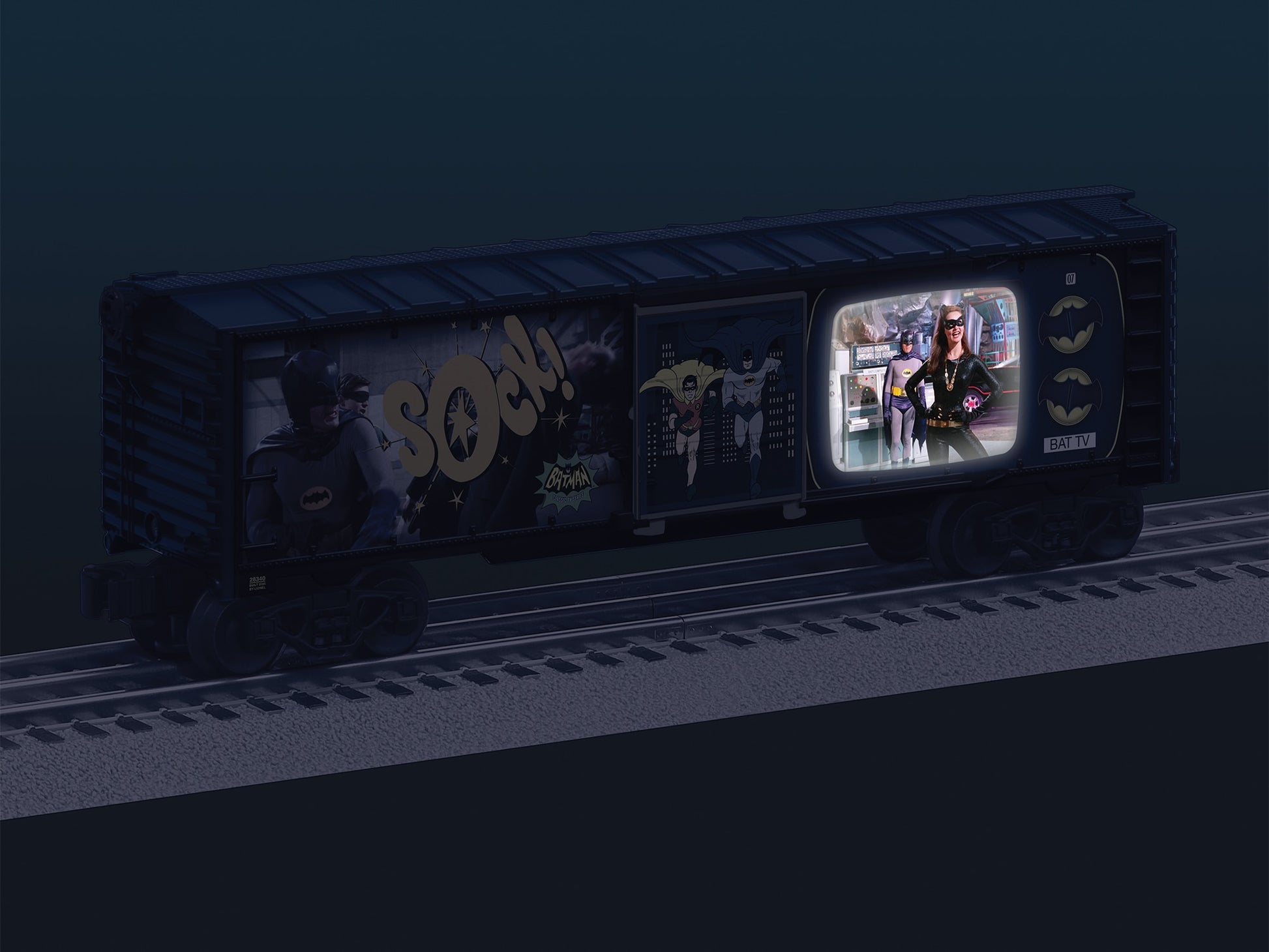 Lionel 2528340 O Batman Illuminated Classic TV Boxcar