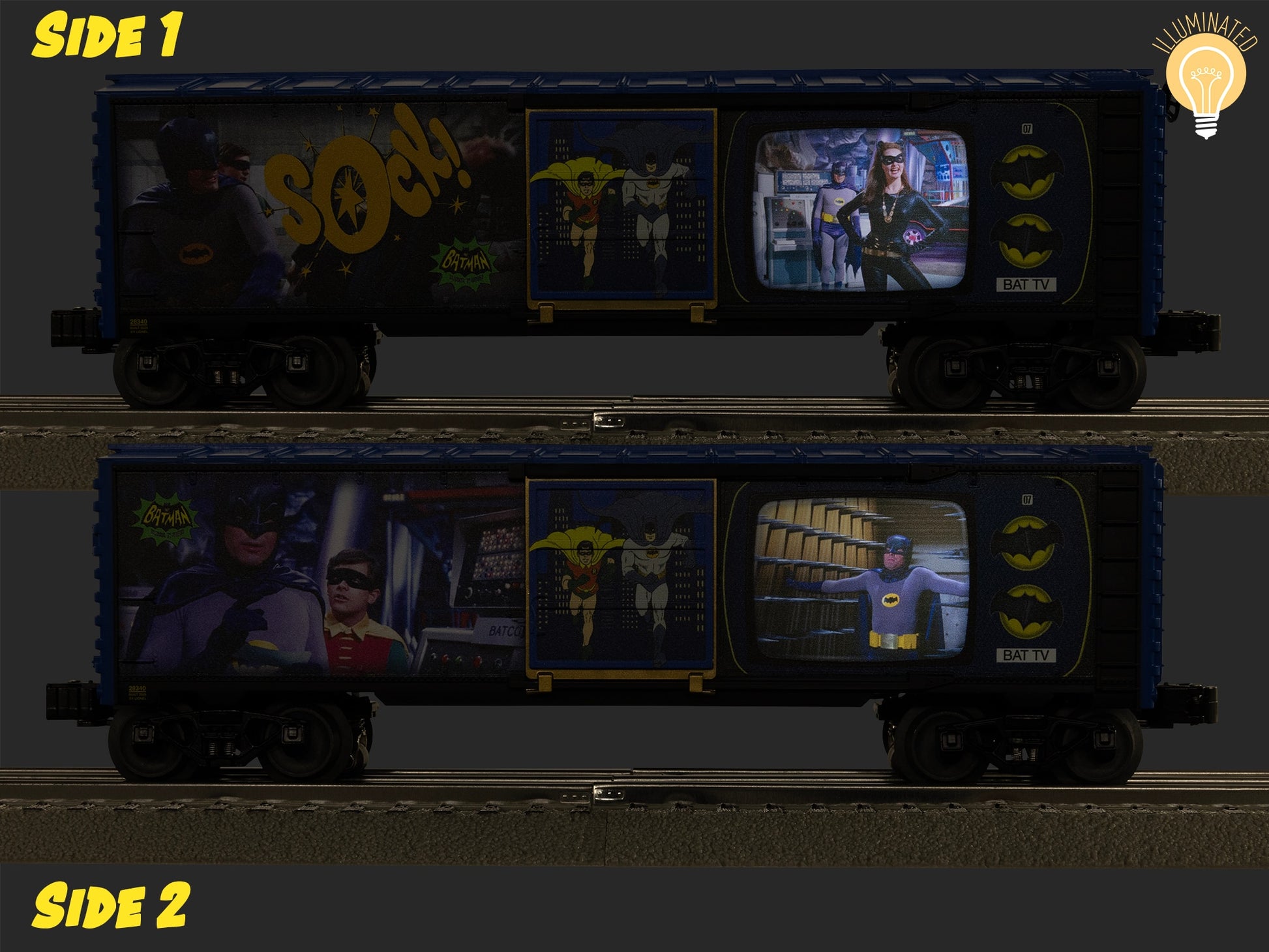 Lionel 2528340 O Batman Illuminated Classic TV Boxcar