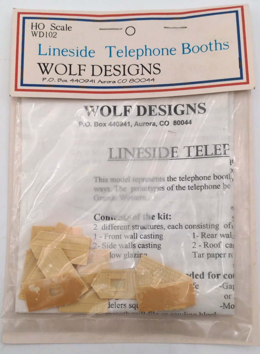 Wolf Designs 102 HO Lineside Telephone Booths Building Kit