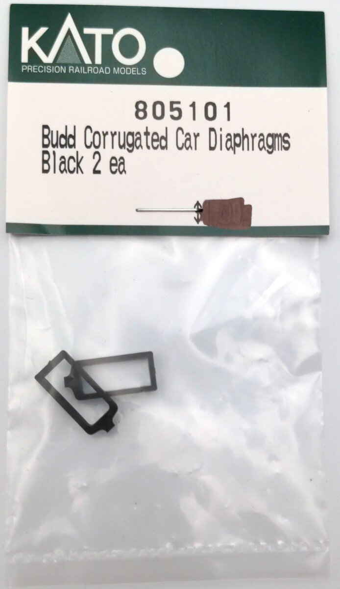 Kato 805101 N Scale Budd Corrugated Car Diaphragms (Black) (Pack of 2)