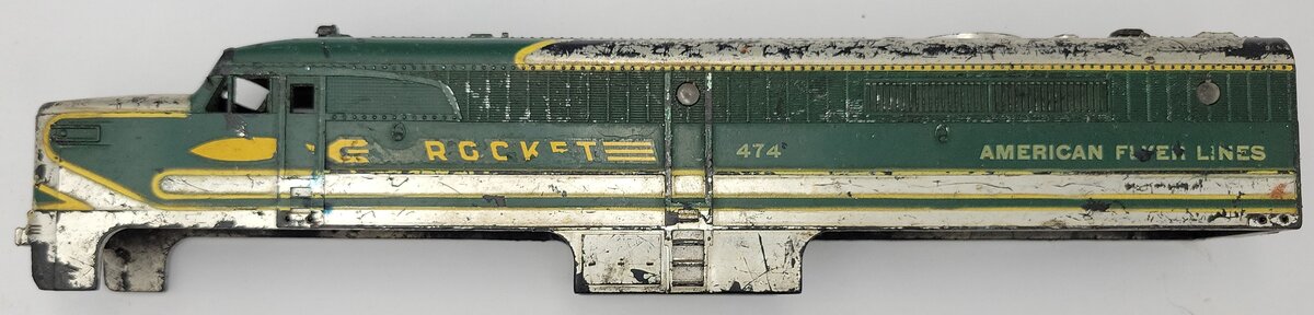 American Flyer 474-22 #474 Chrome / Green PA Alco Diesel Rocket Plastic Shell