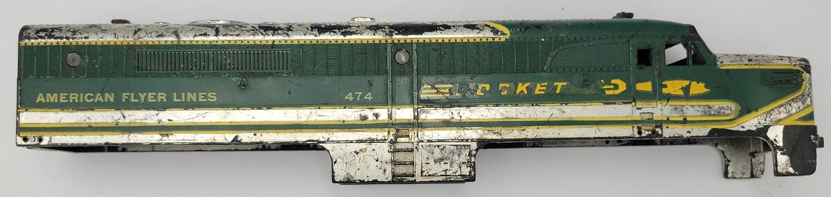 American Flyer 474-22 #474 Chrome / Green PA Alco Diesel Rocket Plastic Shell
