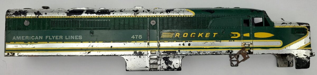 American Flyer 475-21 #475 Chrome / Green PA Alco Diesel Rocket Plastic Shell