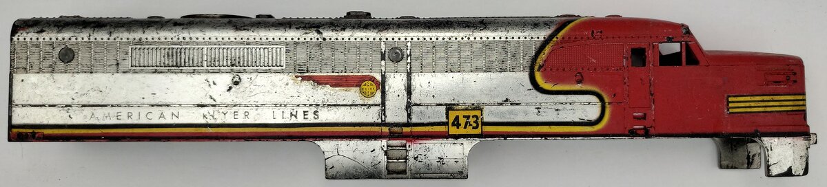 American Flyer 473-12 Alco Chrome / Red Plastic Diesel Shell #473
