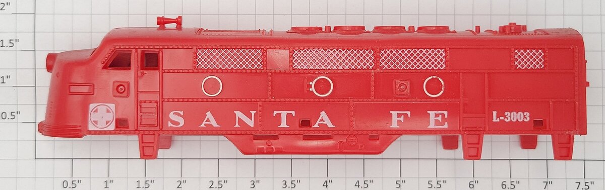 American Flyer L-3003-1 HO Scale Red Santa Fe F3 Diesel Loco Body Shell