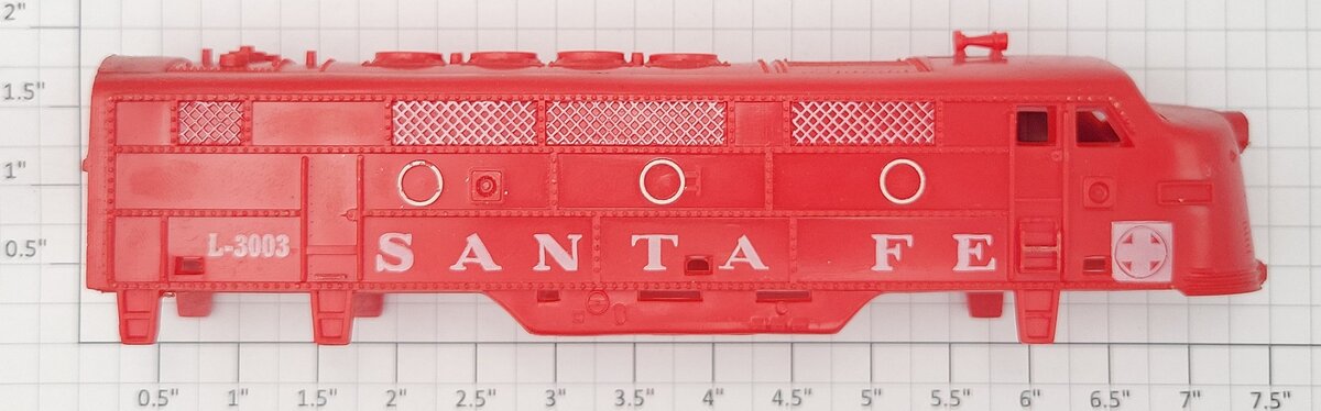American Flyer L-3003-1 HO Scale Red Santa Fe F3 Diesel Loco Body Shell