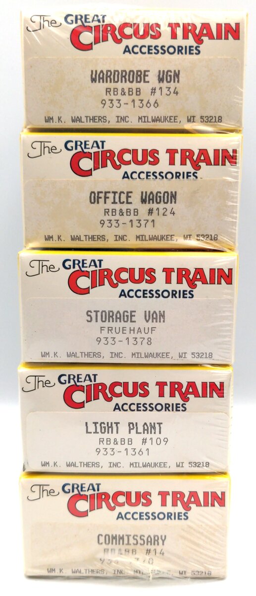 Walthers 933-7 HO The Great Circus Train Accessories Circus Back Lot (Set of 5)