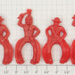 Acme 0108-05 Vintage Red Plastic Horse Riding Cowboys and Indians (Bag of 8)