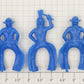 Acme 0108-05 Vintage Blue Plastic Horse Riding Cowboys and Indians (Bag of 5)