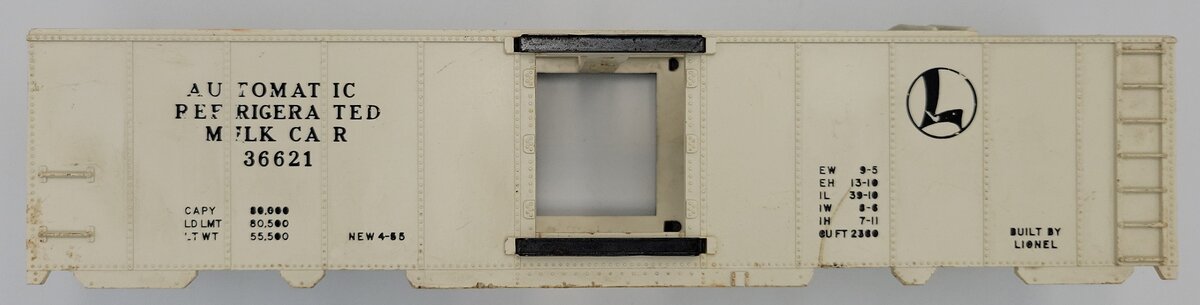 Lionel 36621-1 Automatic Milk Car Shell with Door Guides