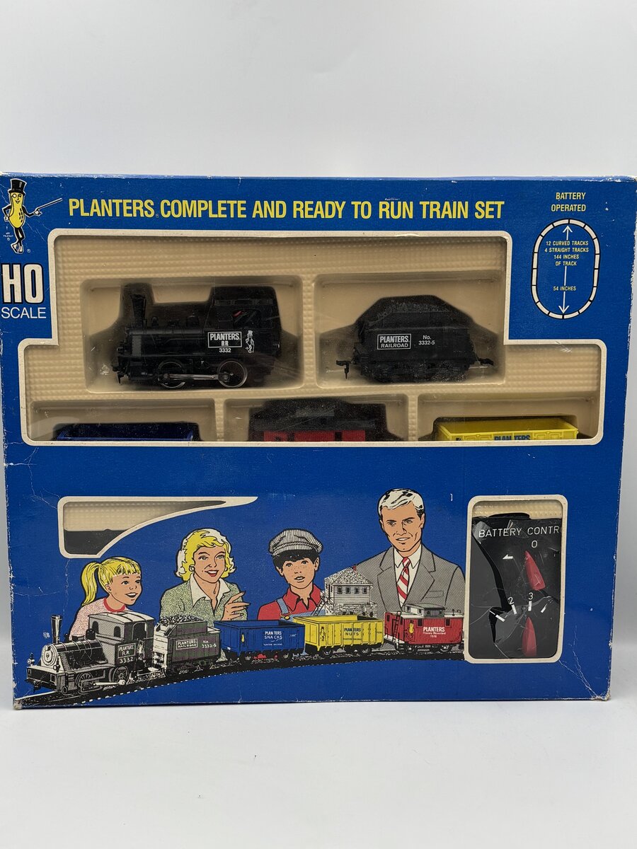 Planters Railroad 3332-5 HO Scale Vintage Planters Peanut Battery Train Set