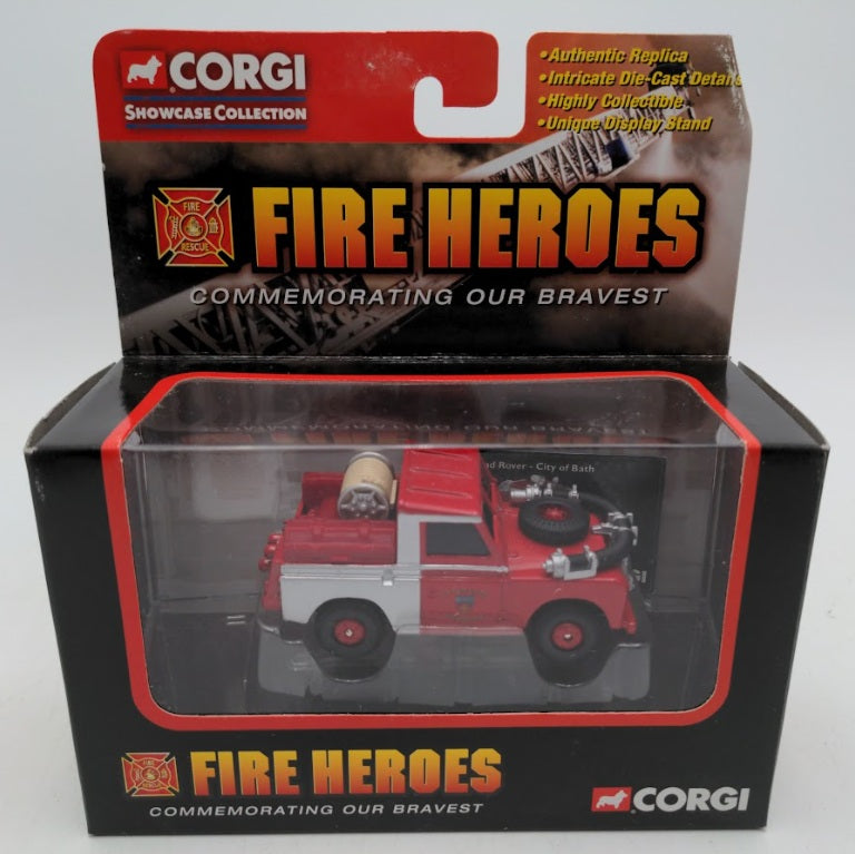 Corgi 8012 Fire Heroes Red / Gray Land Rover City of Bath Die Cast Truck