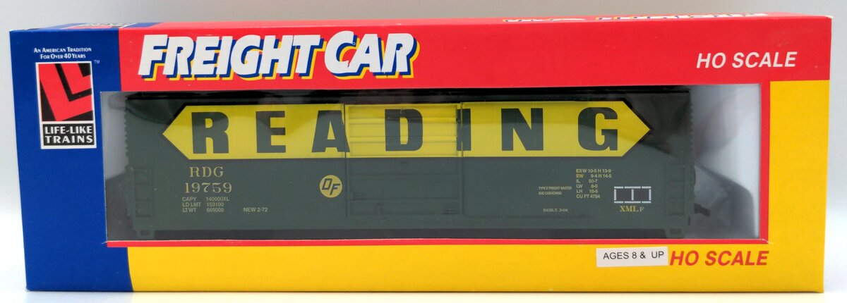 Life Like 8470 HO Reading 50' Box Car #19759