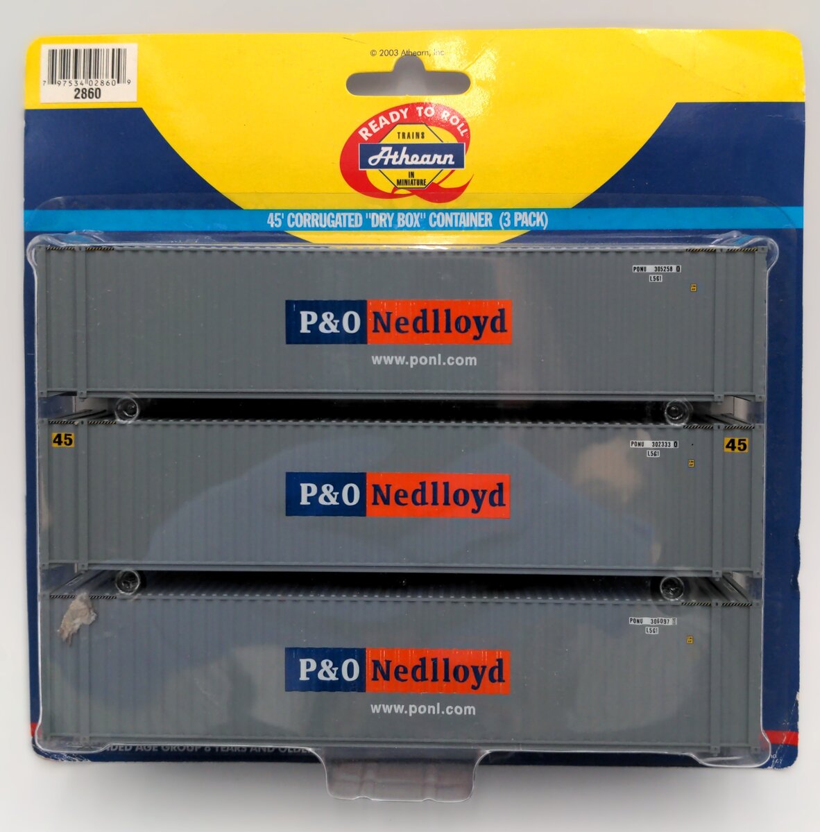 Athearn 2860 HO Scale P&O Nedlloyd 45' Corrugated 