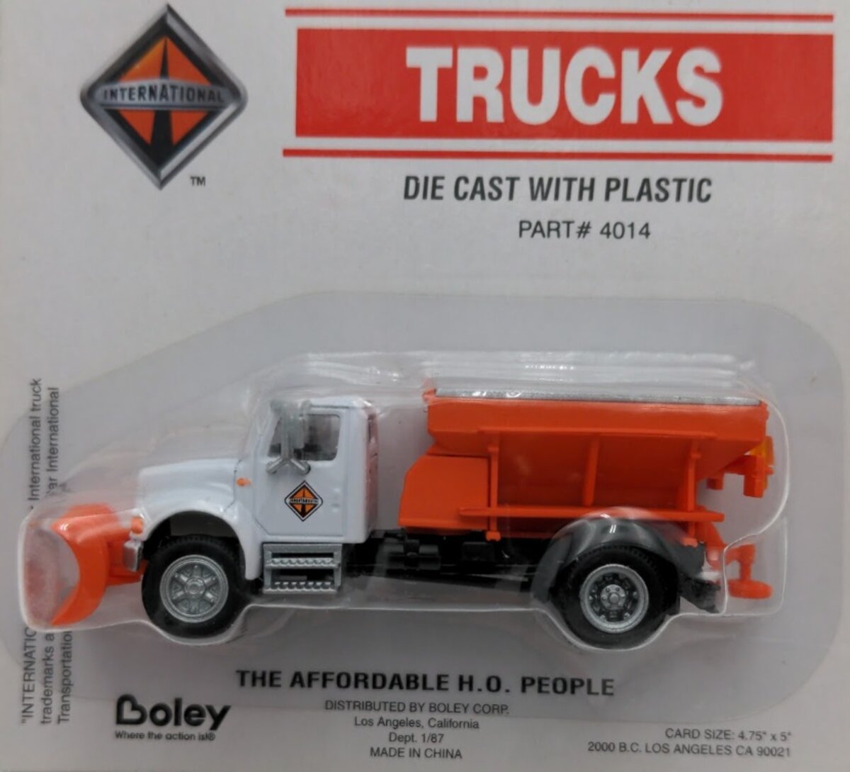 Boley 4014-7 HO Dept 1-87 Orange/White 2-Axle Snow Removal International Truck