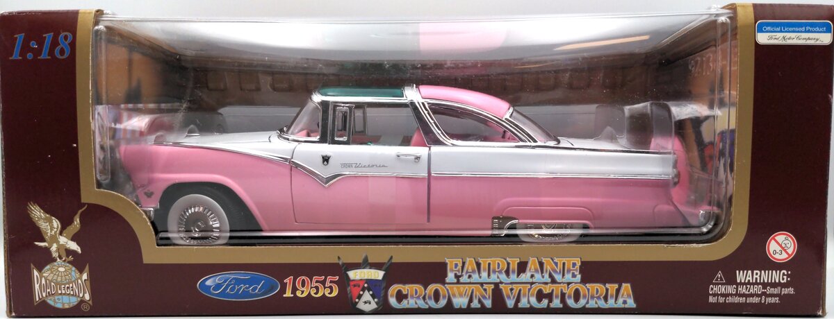 YatMing 92138 1:18 Die-Cast 1955 Fairlane Crown Victoria (Pink and White)