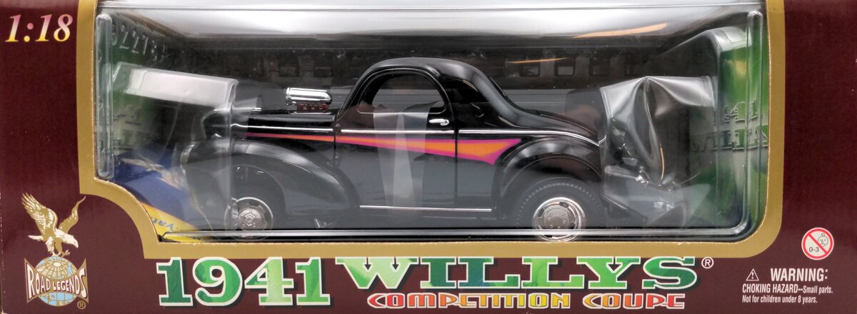 YatMing Road Legends 92278 1:18 Diecast 1941 Willy's Competition Coupe (Black)