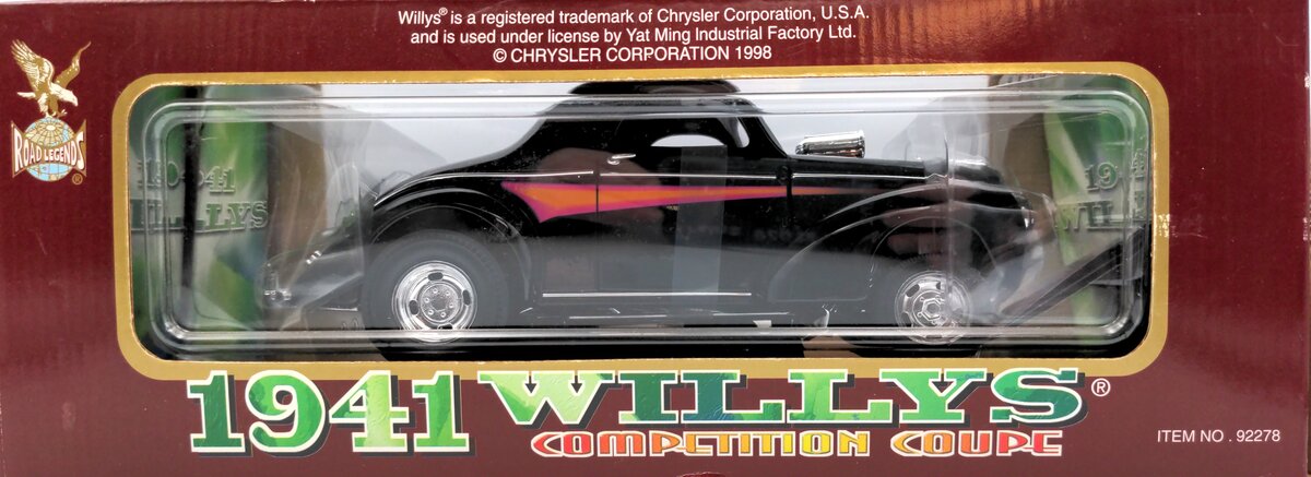 YatMing Road Legends 92278 1:18 Diecast 1941 Willy's Competition Coupe (Black)
