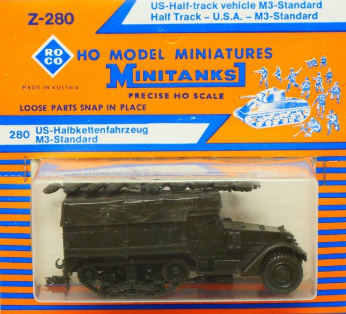 Roco Z-280 HO Scale MiniTanks WWII US Army Half-Track Vehicle M3 Standard