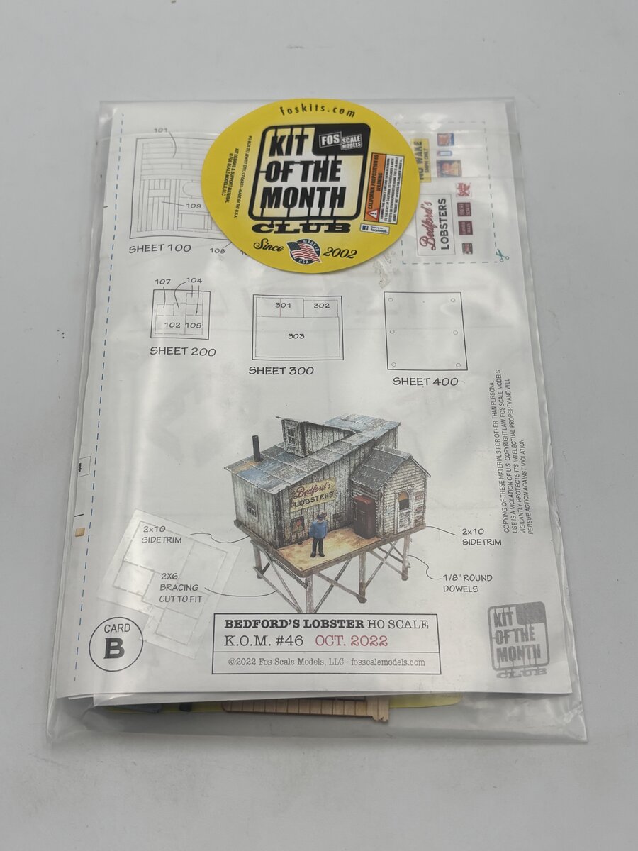 FOS Scale Limited 46 HO Scale Bedford's Lobster Kit