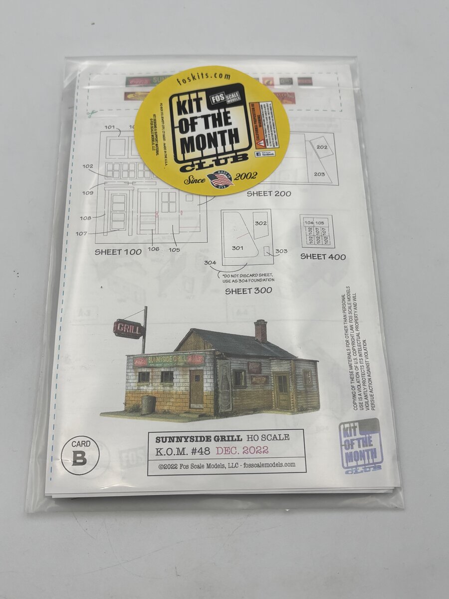 FOS Scale Limited 48 HO Scale Sunnyside Grill Kit