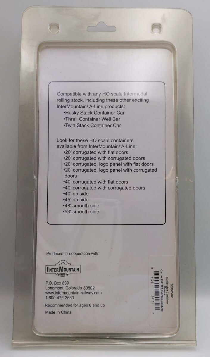 InterMountain (A-Line) 30352-02 HO Scale 45' Rib Side Containers - Maersk