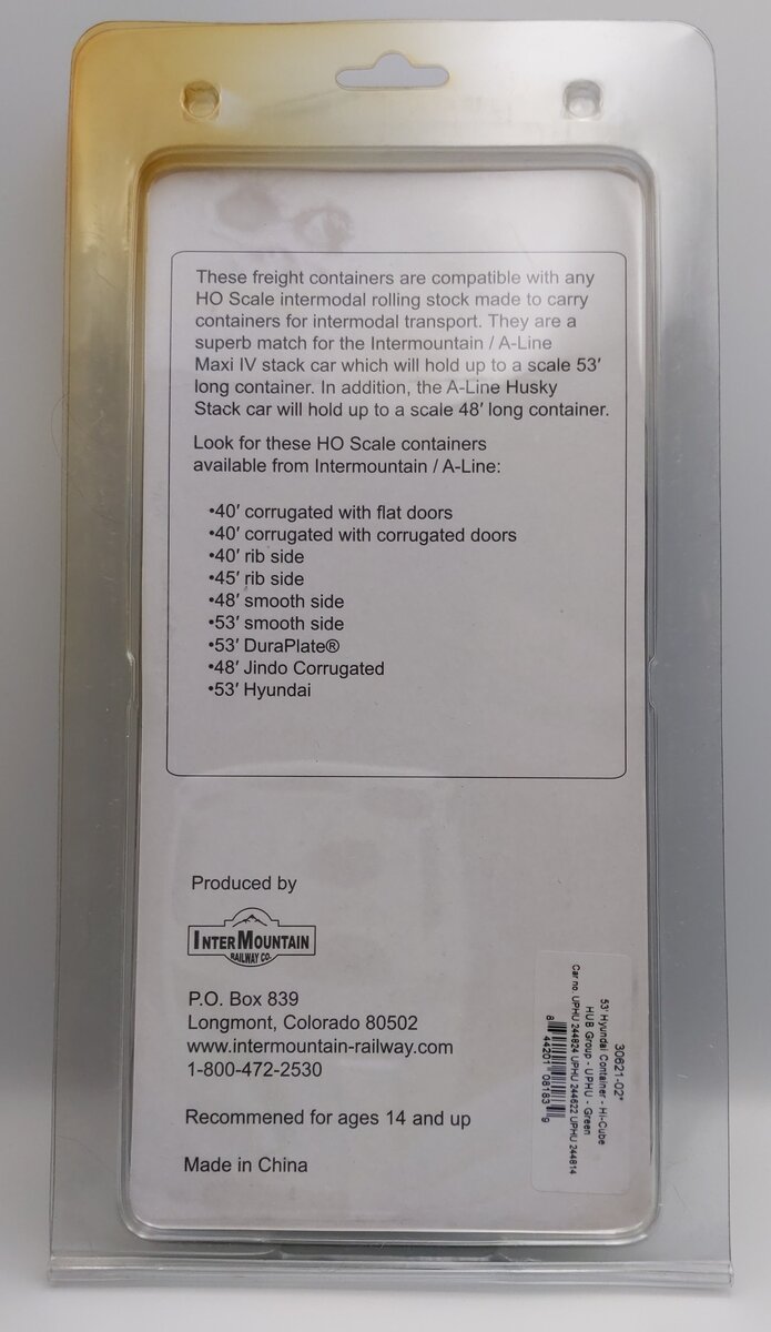 InterMountain (A-Line) 30621-01 HO 53' Hyundai Container - Hi Cube (HUB Group)
