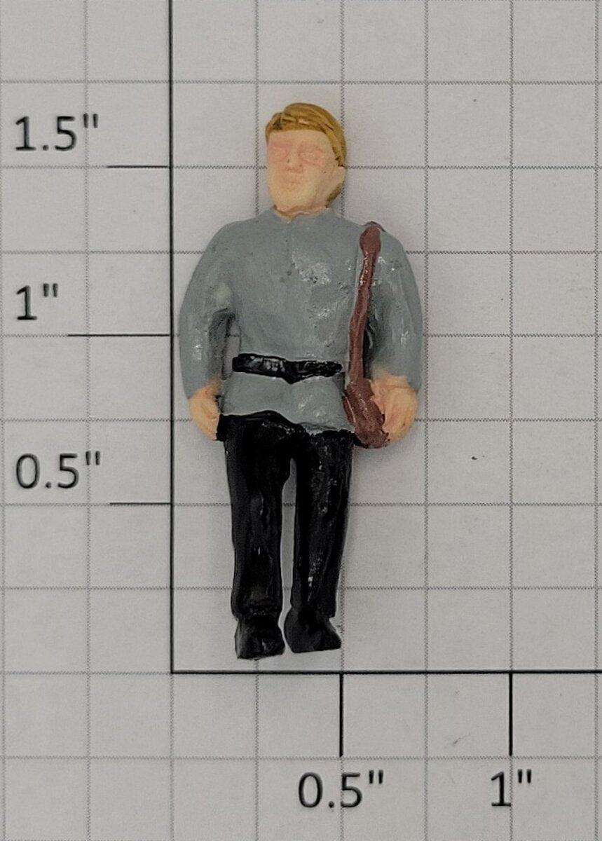 Acme 0902-21 O Gauge Standing Male Traveling Figure with Brown Shoulder Bag