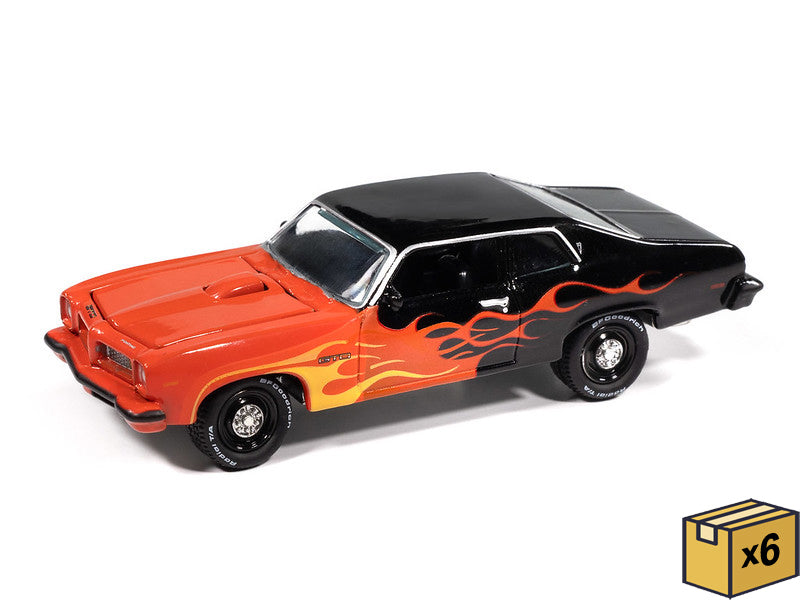 Johnny Lightning JLSP405-A-CASE 1:64 Black w/Red Orange Flames 1974 Pontiac GTO