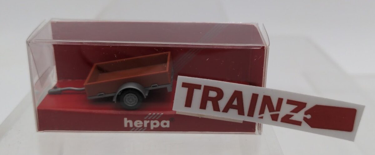 Herpa 050869 HO Scale Red and Gray Single Axle Trailer