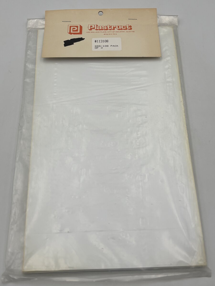 Plastruct SSS-108 Styrene Sheet - White - 7 x 12" 17.8 x 30.5cm (Pack of 3)