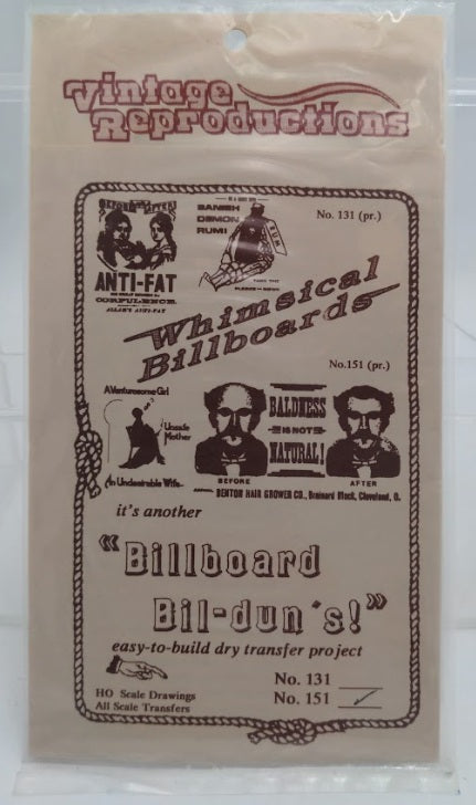 Vintage Reproductions 151 HO Billboard Bil-dun's Baldness / Unsafe Mother Decal