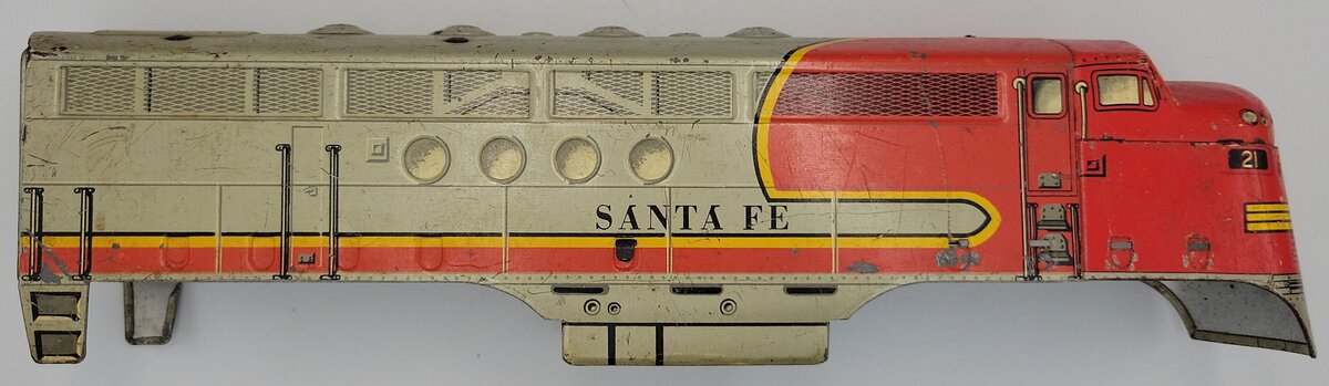 Marx MX-21 O Gauge Santa Fe Diesel Locomotive Powered Engine Tinplate Shell