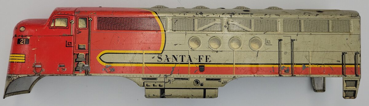 Marx MX-21 O Gauge Santa Fe Diesel Locomotive Powered Engine Tinplate Shell