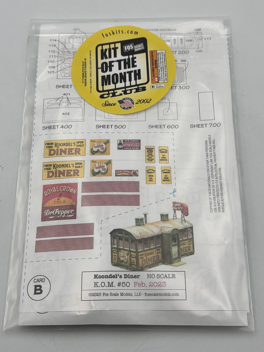 Fos Scale Kit FOS Scale Limited 50 HO Scale Koondel's Diner Build Kit – Trainz