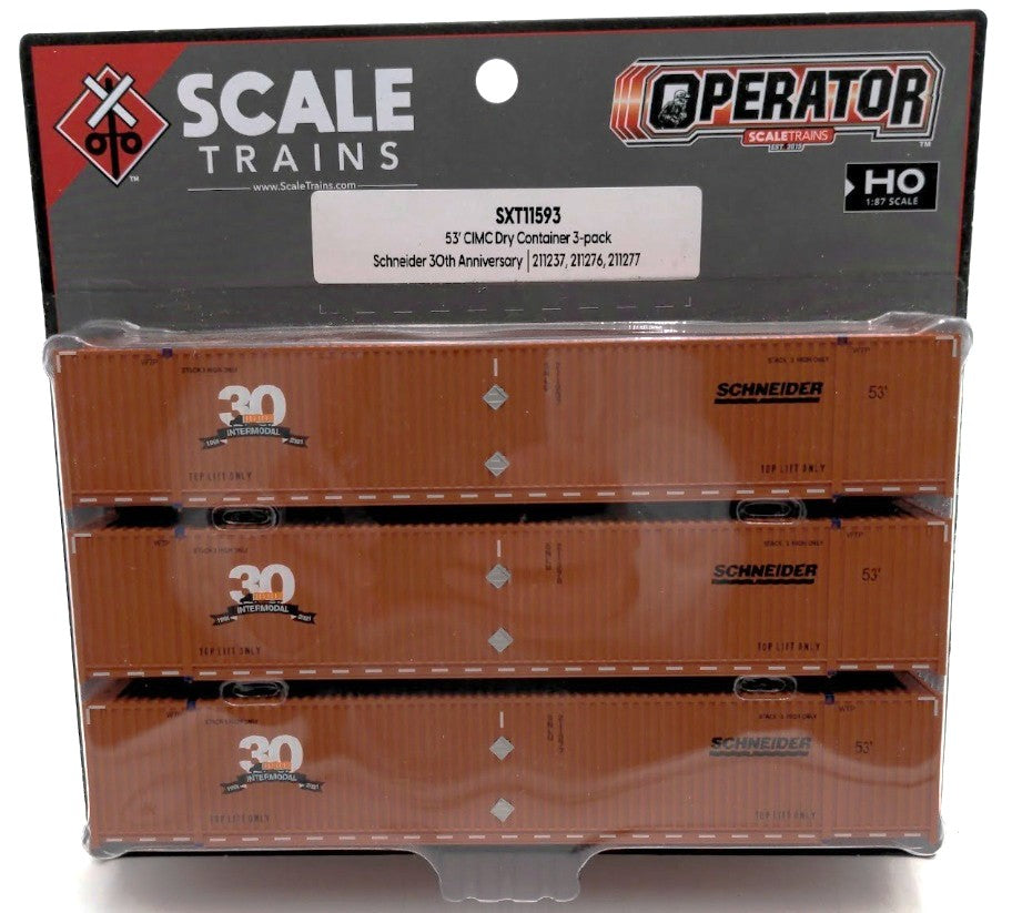 Scale Trains SXT11593 HO Schneider 53’ CIMC Dry Container (Set of 3)