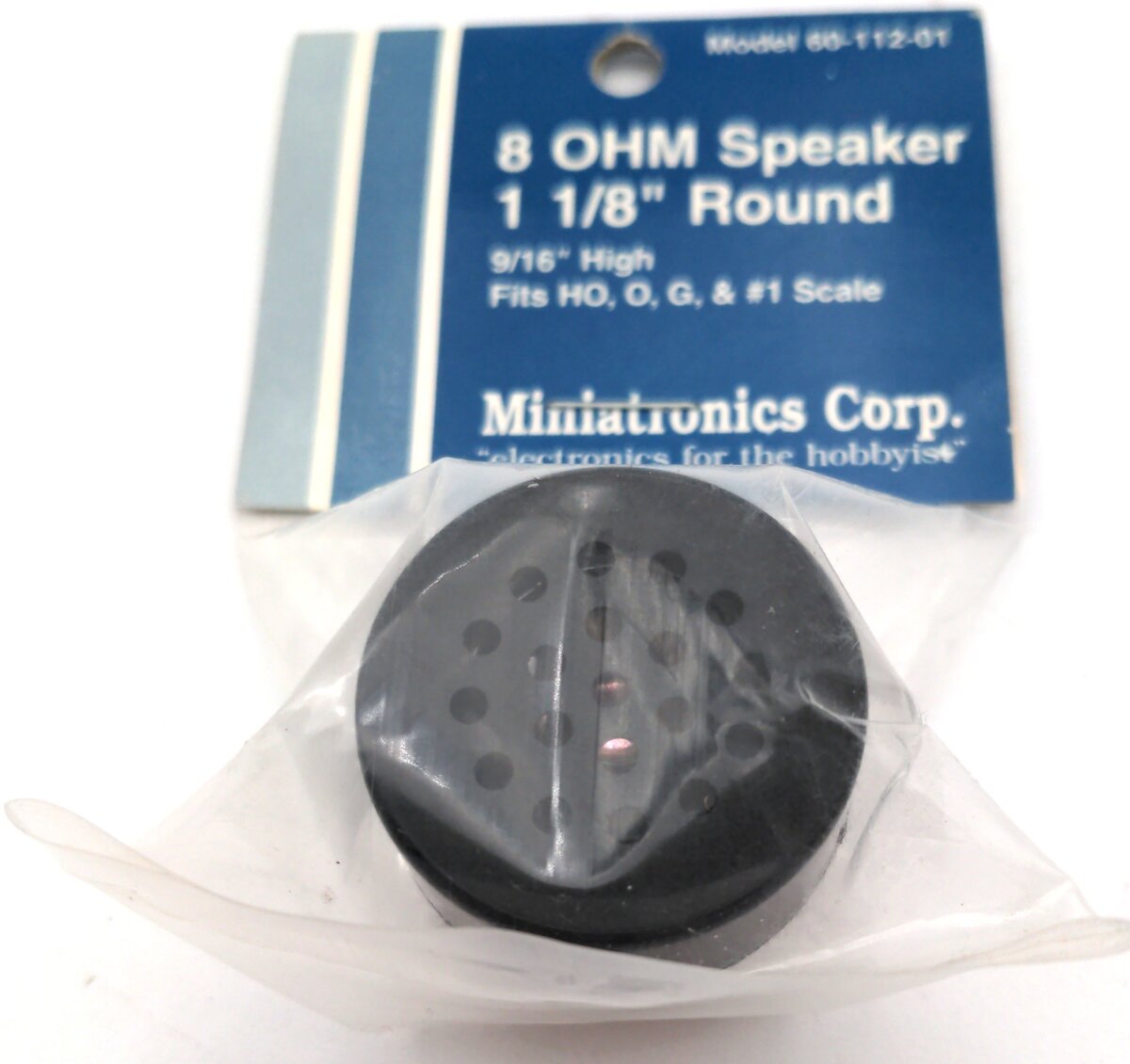 Miniatronics 60-112-01  8 OHM Speaker 1 1/8" Round (fits HO,O,G, & #1 Scale)