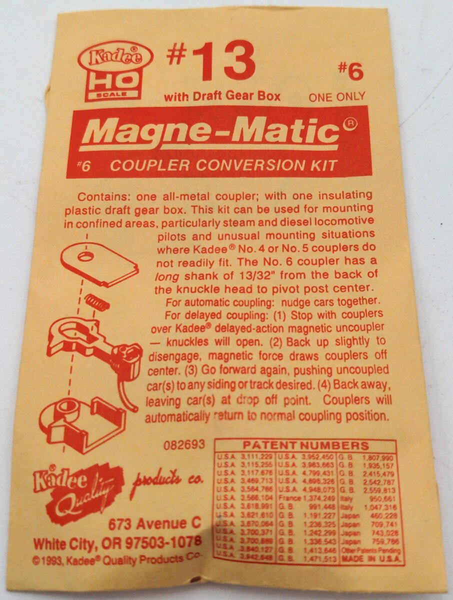 Kadee 13  Magne-Matic  #6 Coupler Conversion Kit