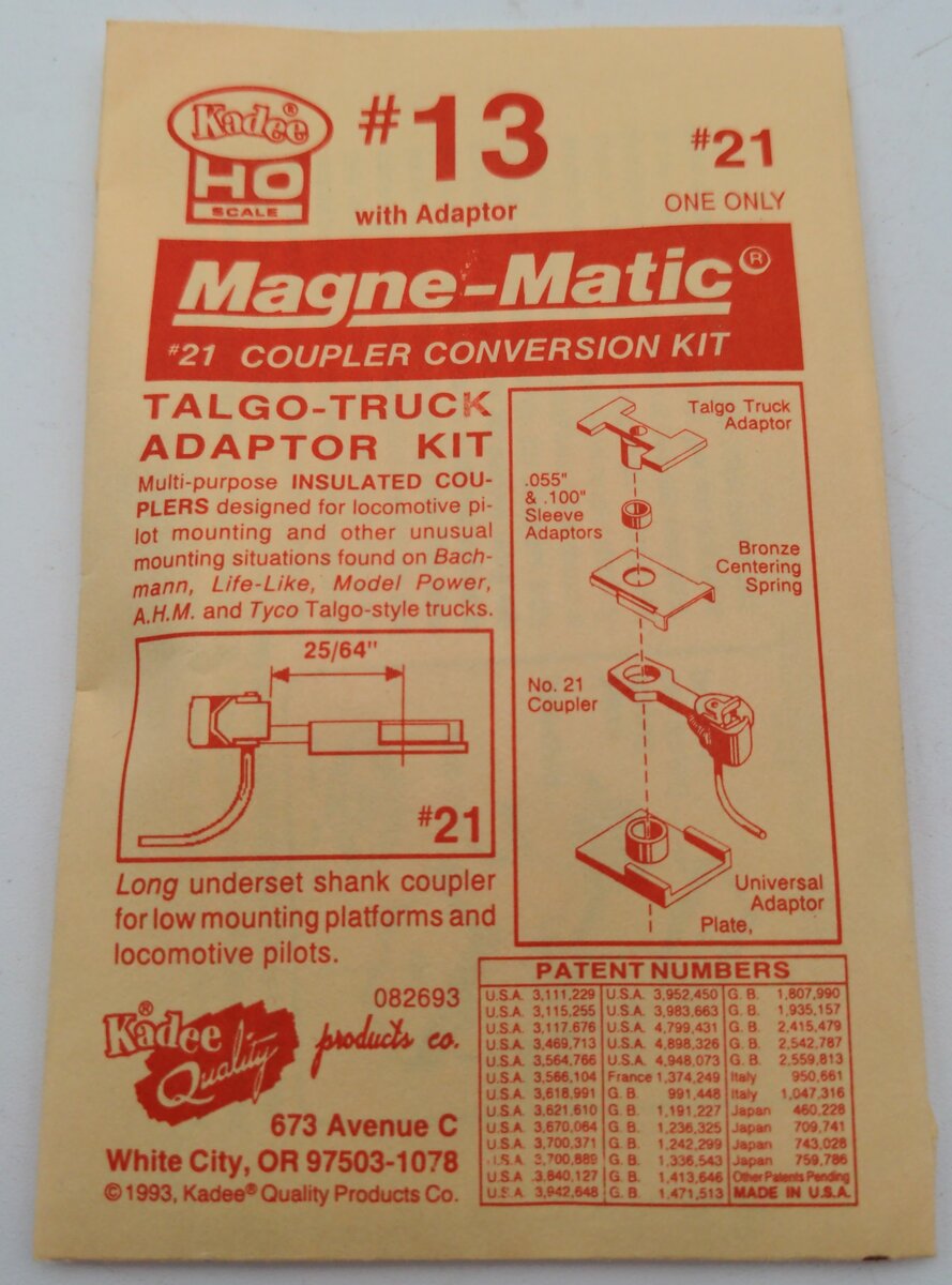 Kadee 13 Magne-Matic #21 Coupler Conversion Kit