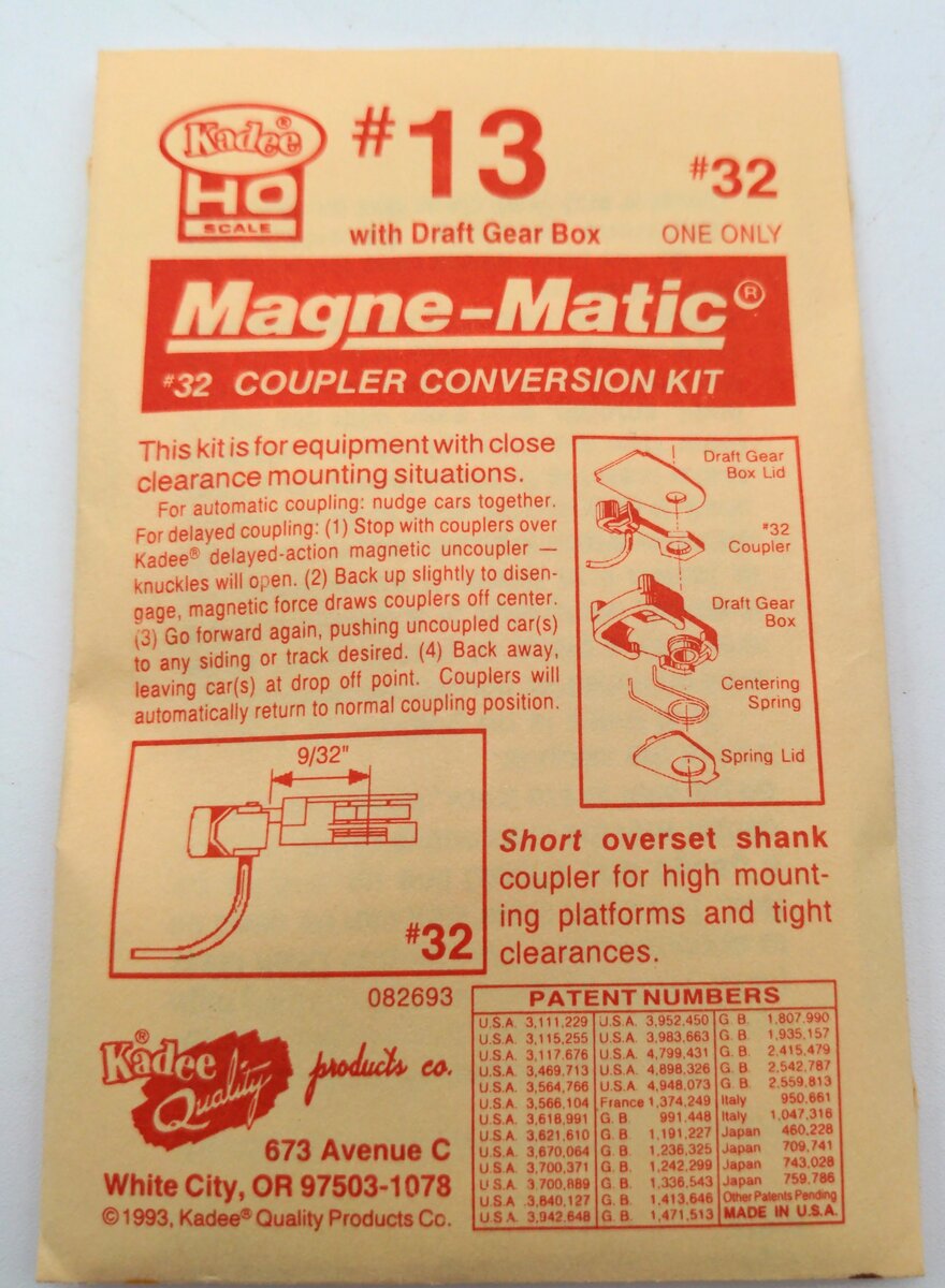 Kadee 13 Magne-Matic #32 Coupler Conversion Kit