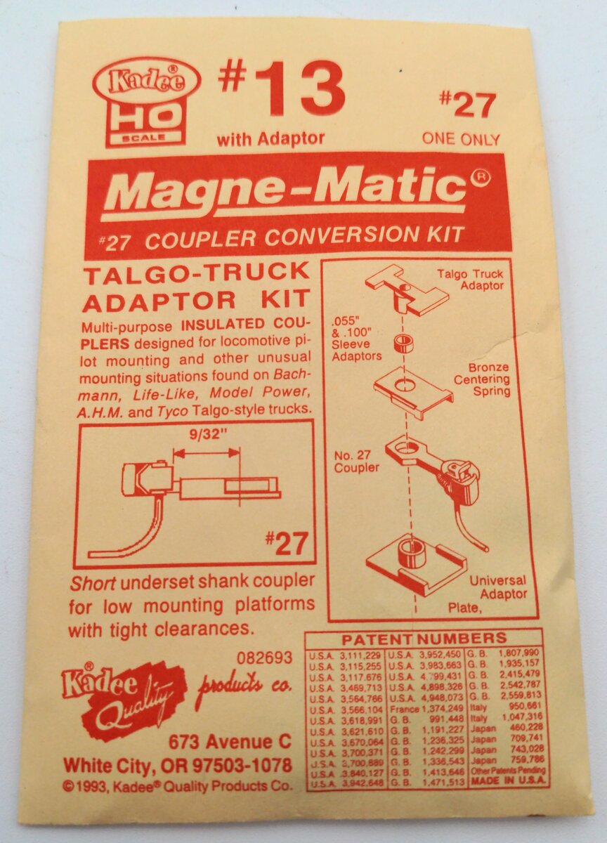 Kadee 13 Magne-Matic #27 Coupler Conversion Kit