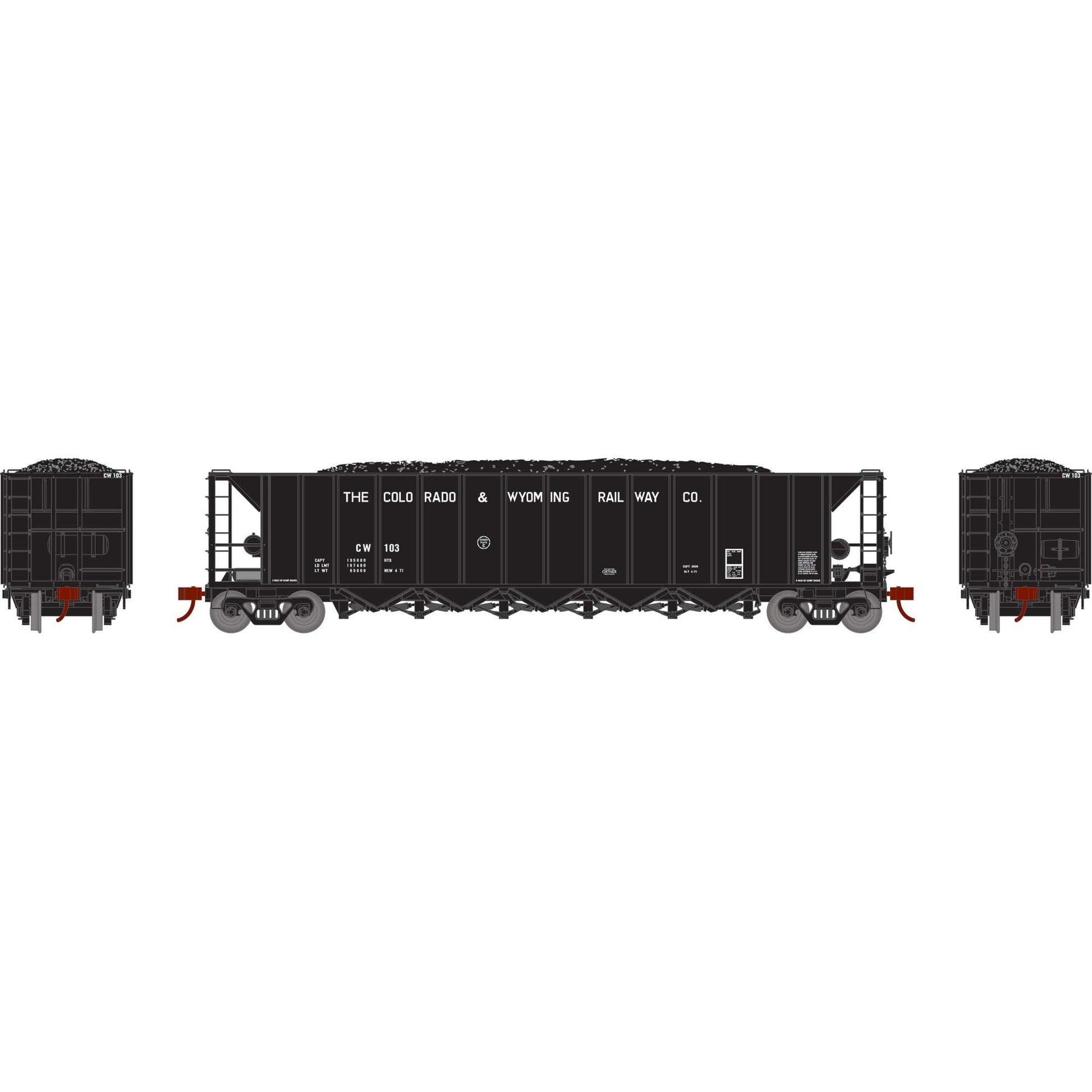 Athearn ATH-1011 HO CW Ortner 5-Bay Rapid Discharge Hopper #103