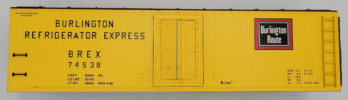 K-Line K762-1331-2 Burlington Route Woodside Refrigerator Car Shell #74538
