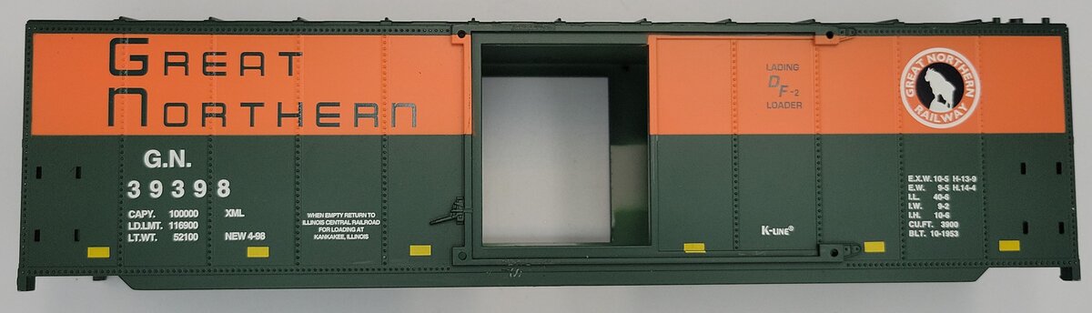 K-Line K761-1591-2 O Gauge Great Northern Boxcar Shell with Doors #39398