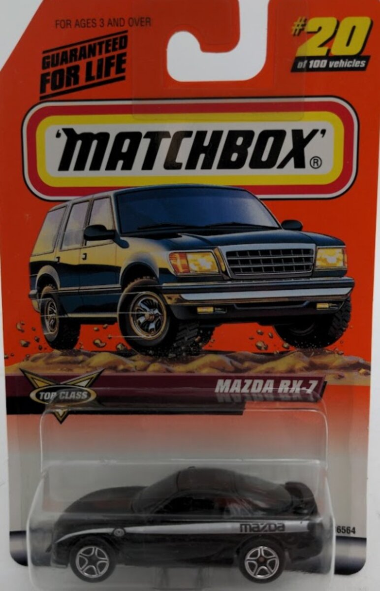 Matchbox 36564 1:64 Scale Top Class Black Mazda RX-7 # 20 Mattel Wheels