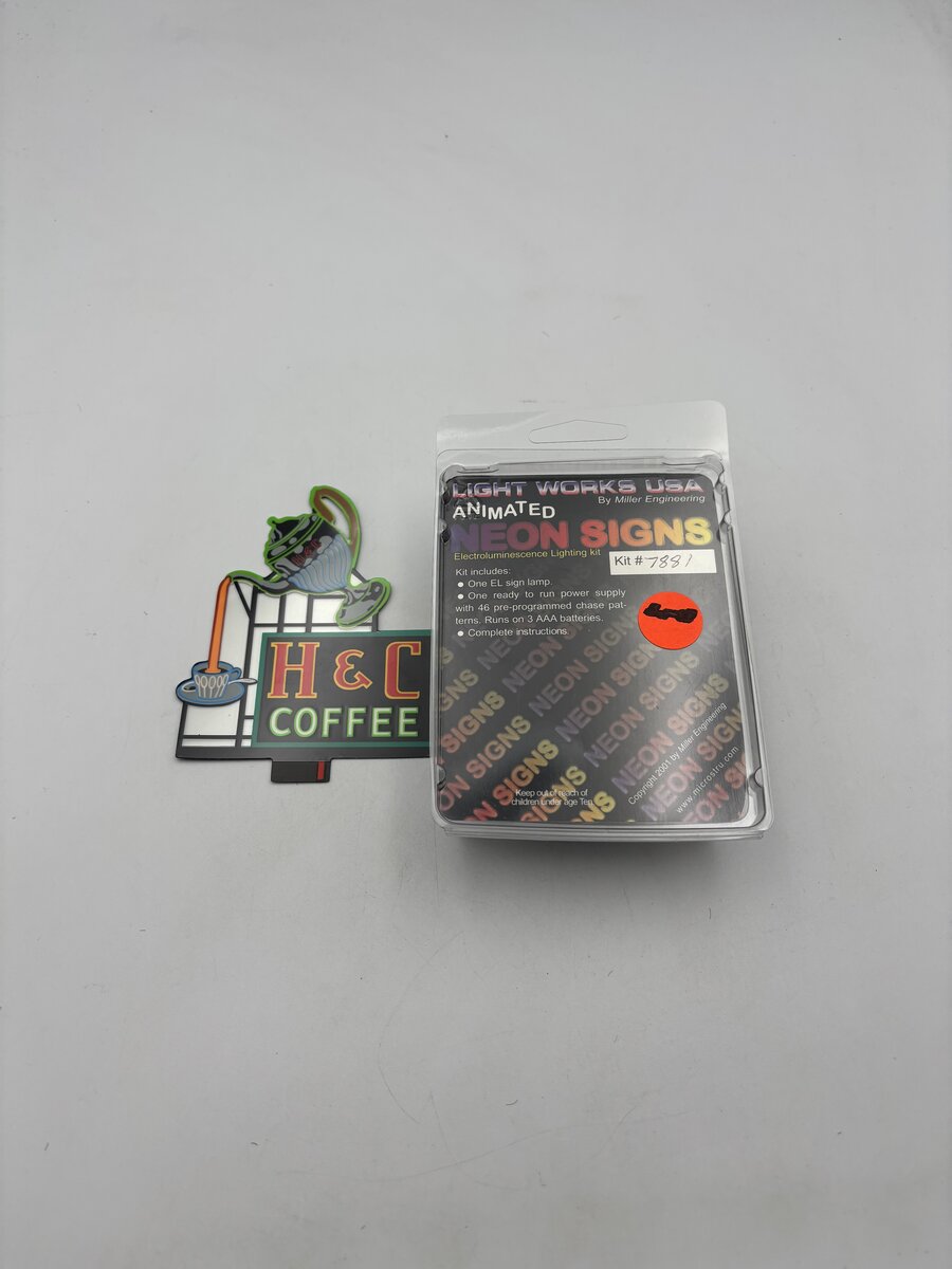 Light Works 7881 HO/O Animated Neon Lights H & C Coffee Sign