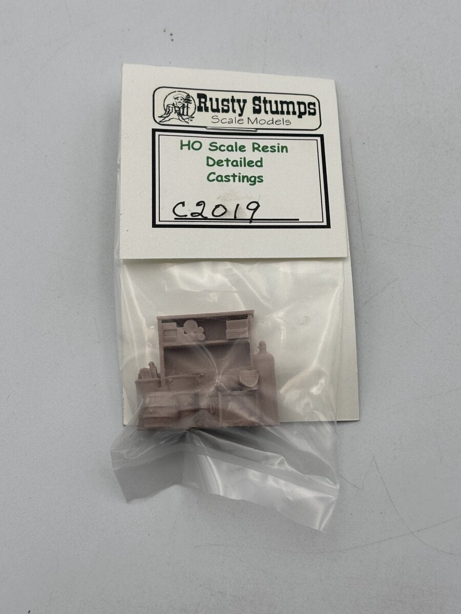 Rusty Stumps C2019 HO Workshop Shelf Detailed Resin Casting
