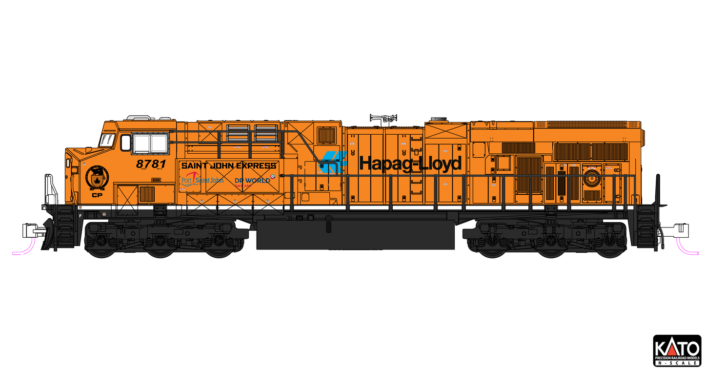 Kato 1768961DCC N CP Hapag-Lloyd GE ES44AC Diesel Locomotive with DCC #8781