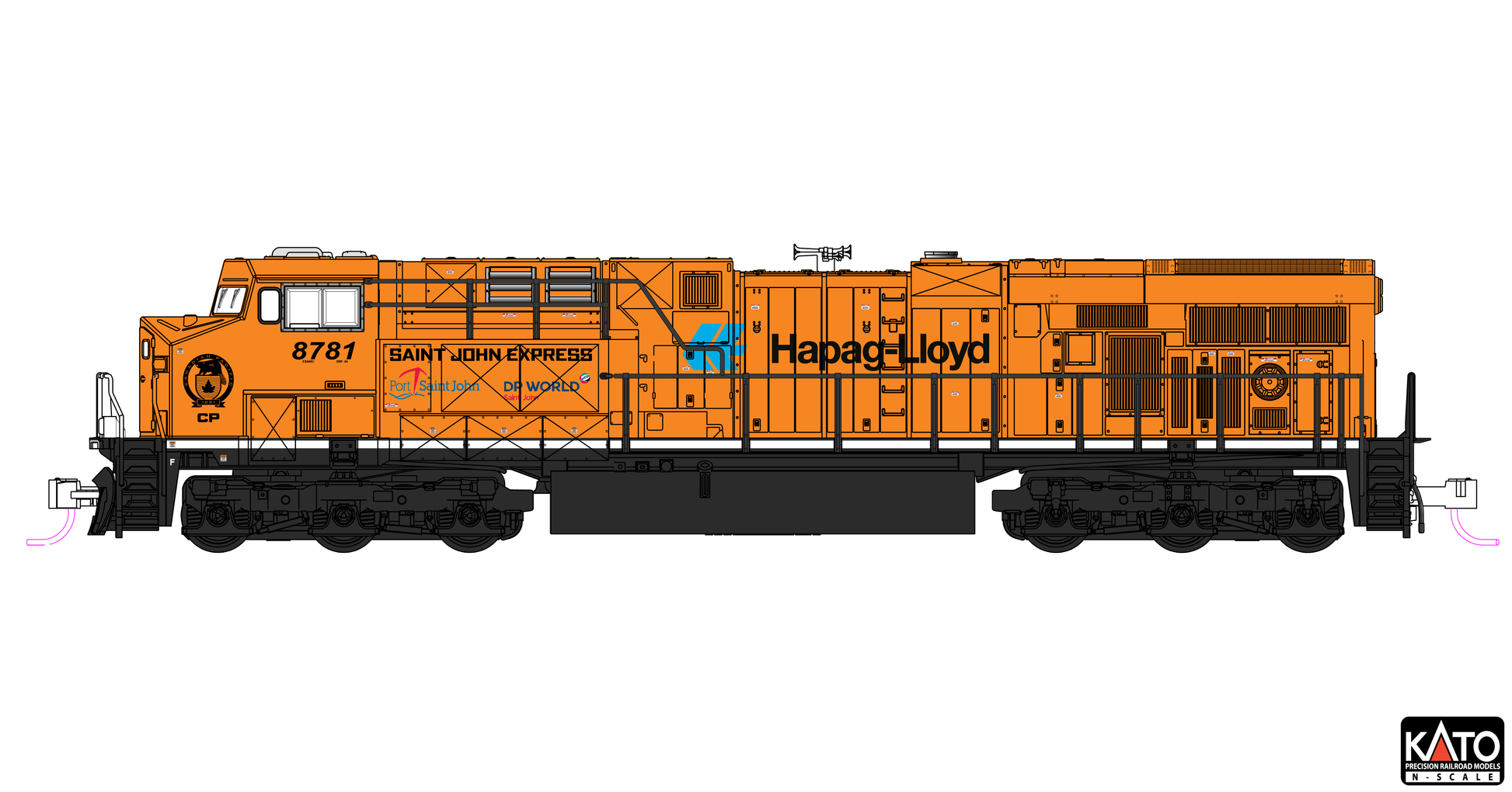 Kato 1768961DCC N CP Hapag-Lloyd GE ES44AC Diesel Locomotive with DCC #8781